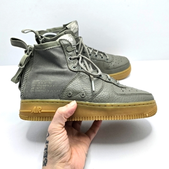 Nike | SF AF1s 'Dark Stucco' olive green gumsole hi-top sneakers | WMS 6.5 - Picture 3 of 14